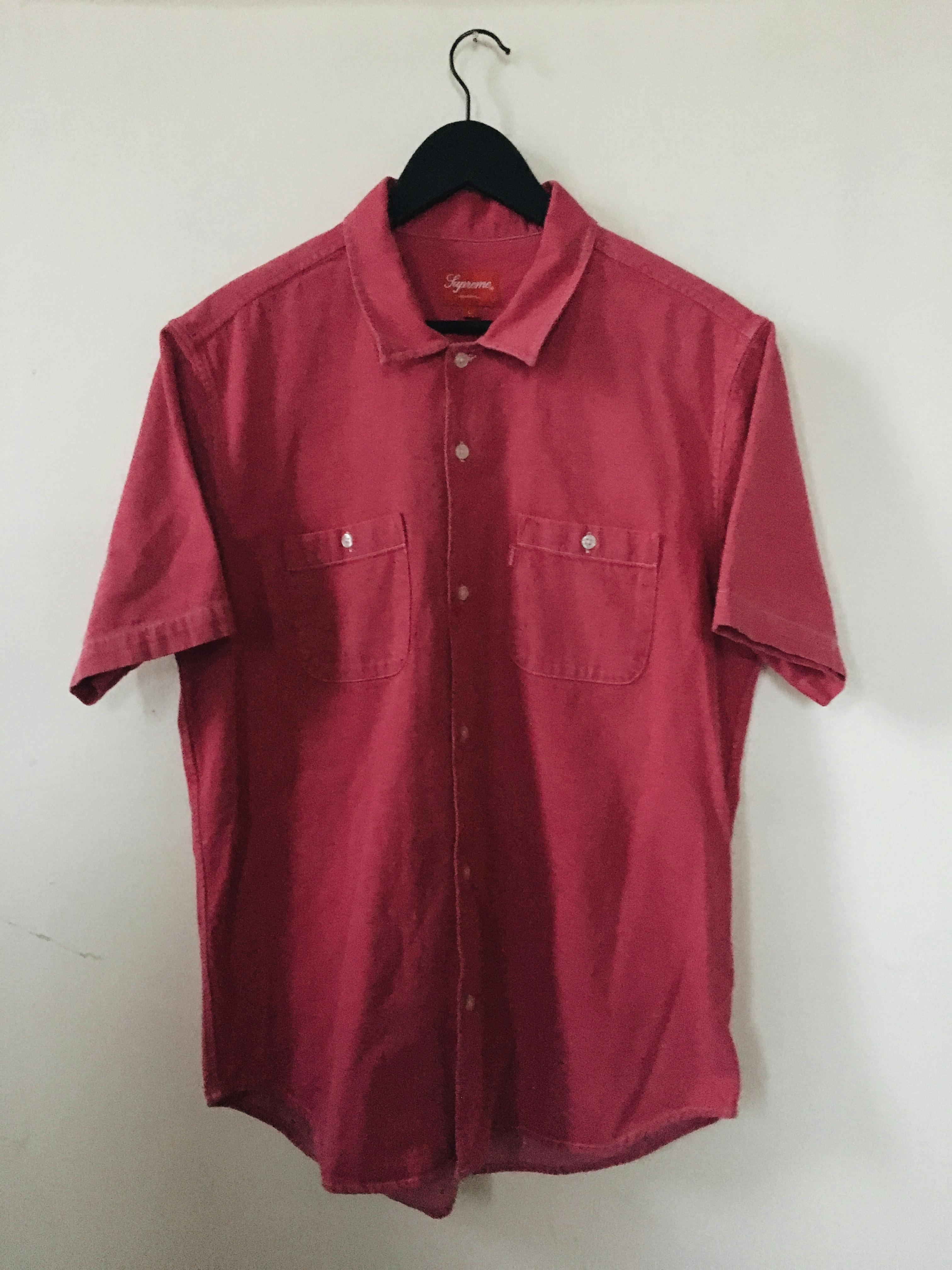 Supreme Denim Short Sleeve Shirt Pink - 1