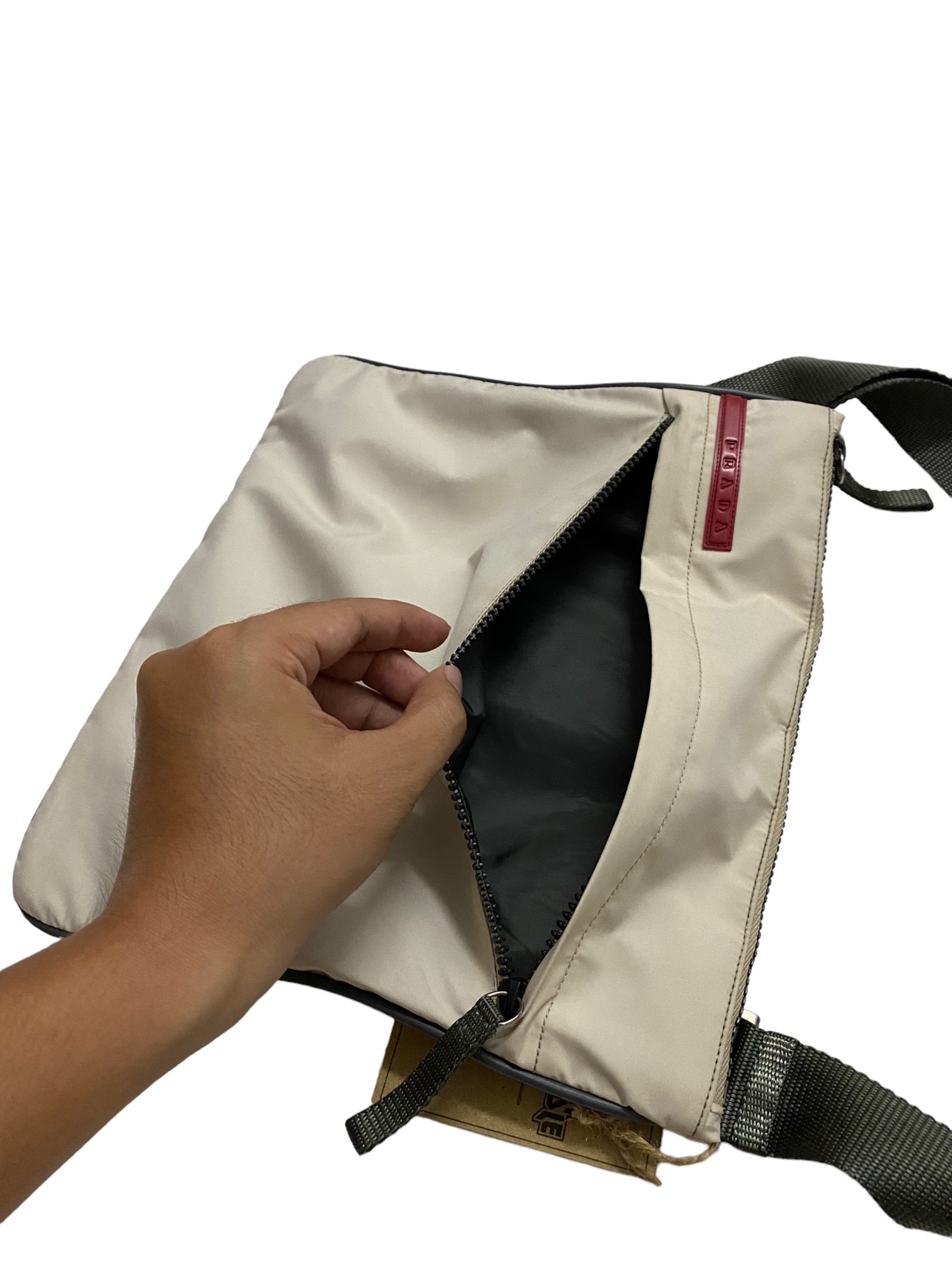 prada Linea Rossa Red Tab Nylon Crossbody Messenger Bag / Shoulder Bag