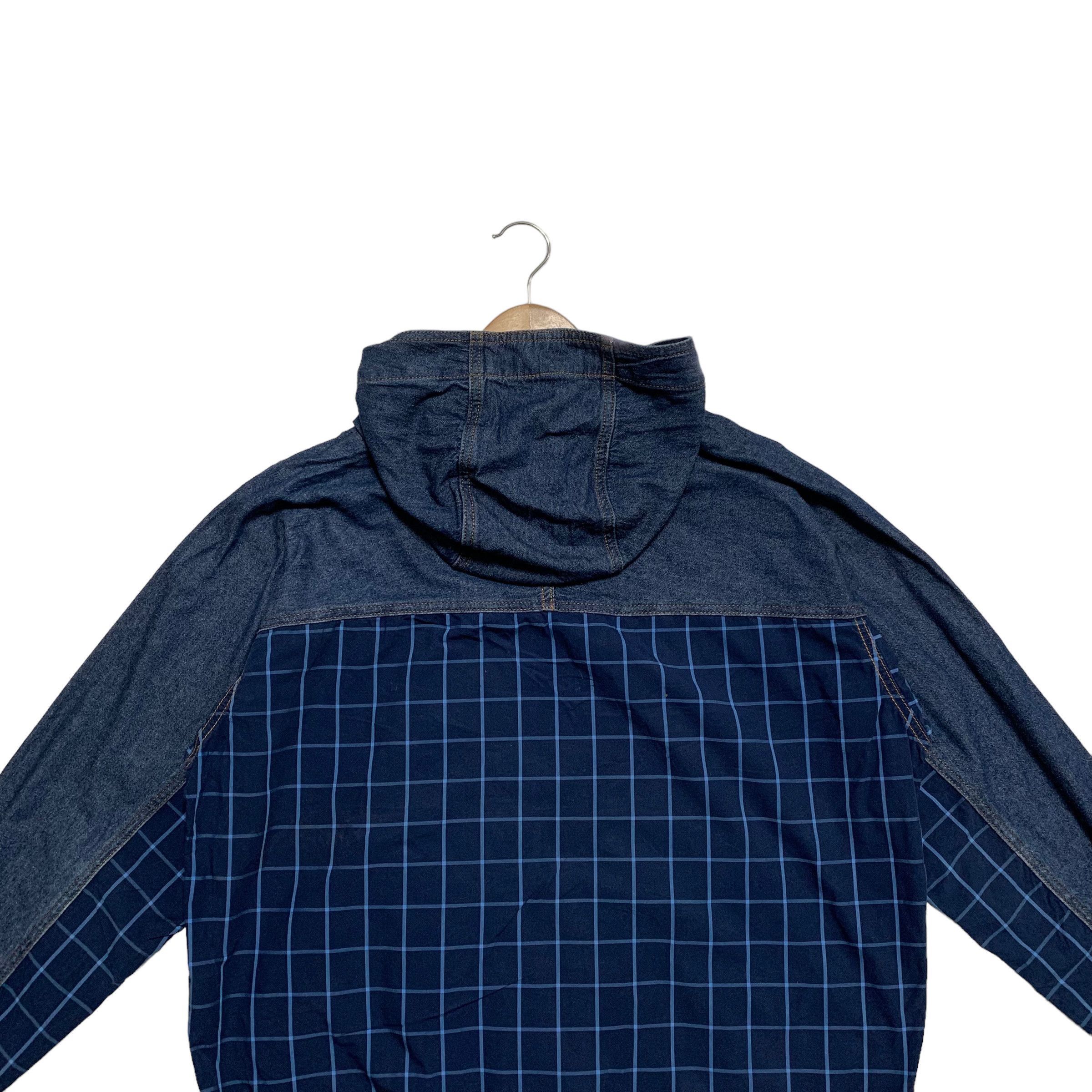 Frapbois By Issey Miyake Denim Plaid Hooded Jacket - 6