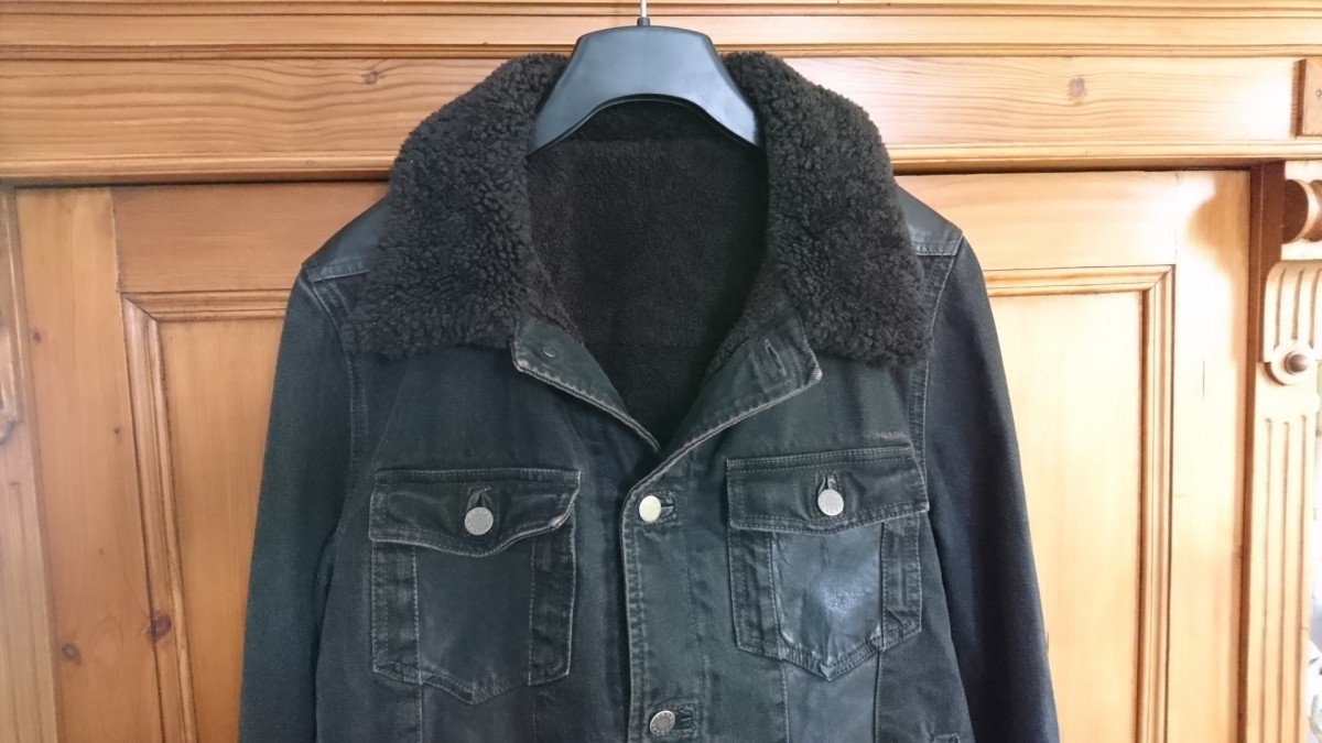 RARE Black Label Teddy Sherpa Denim Leather Detail Jacket - 8