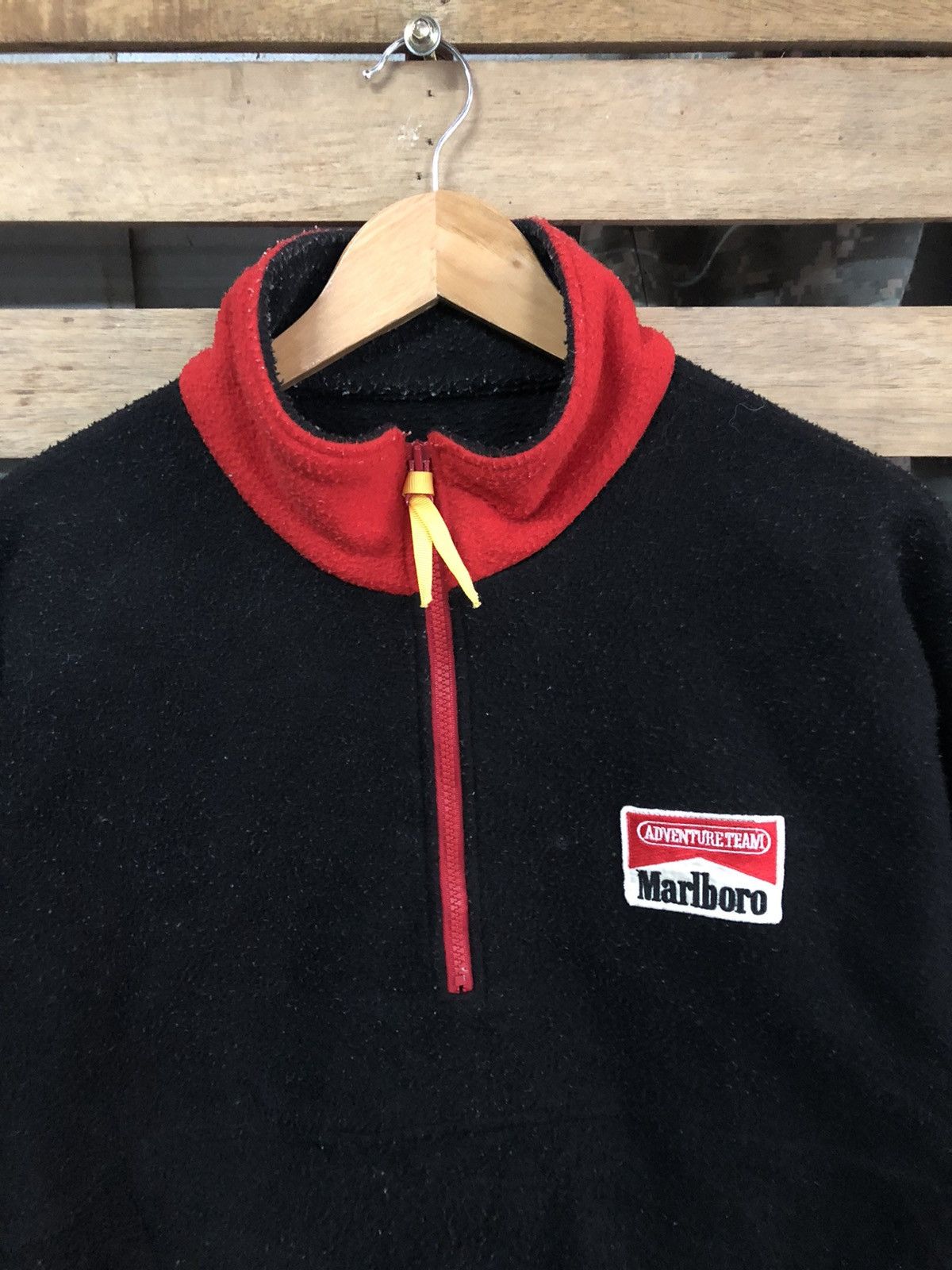 Vintage Marlboro Patch Logo Fleece Half Zipper Jacket - 5