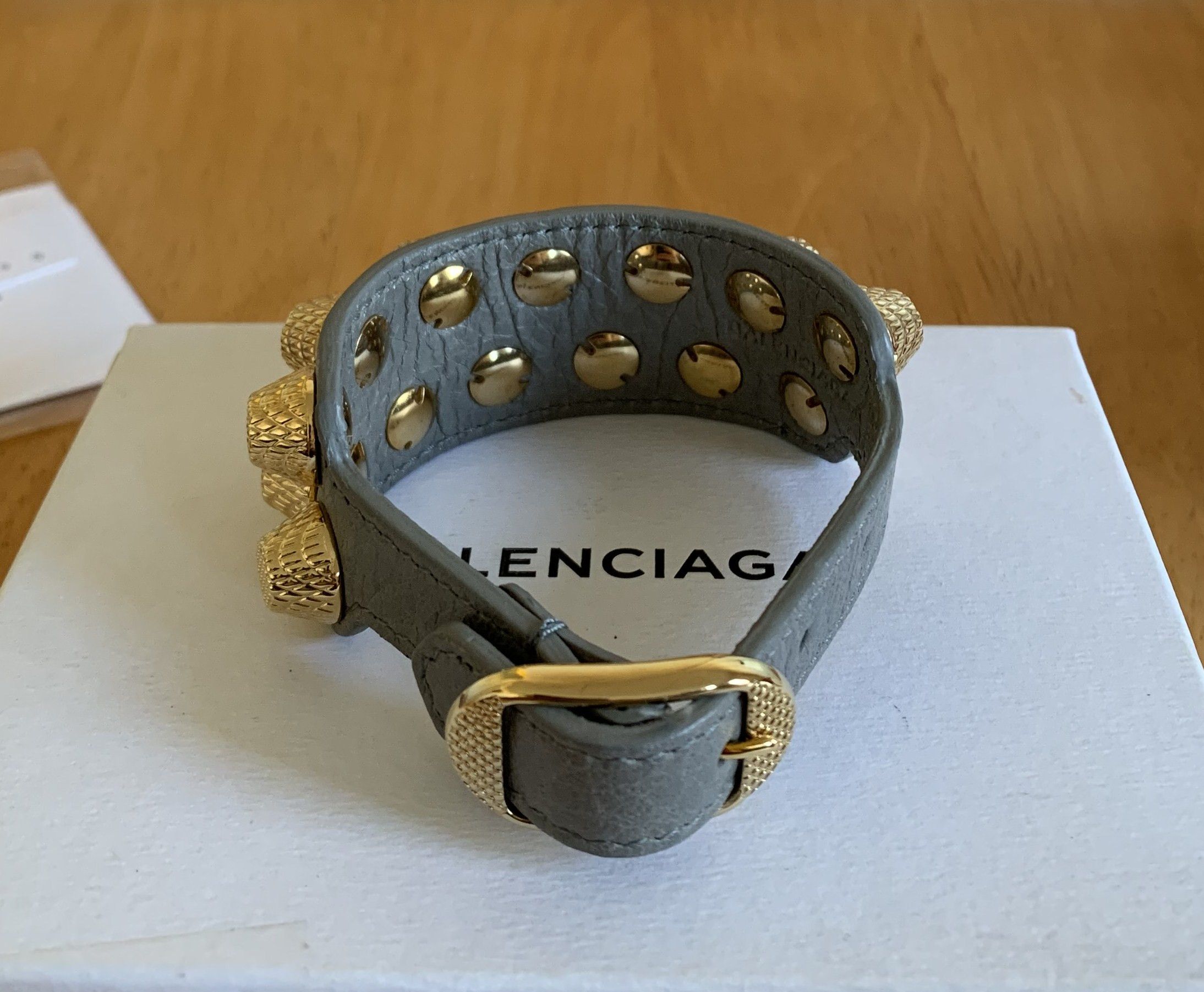 NEW Balenciaga Arena Leather Studded Bracelet - 5