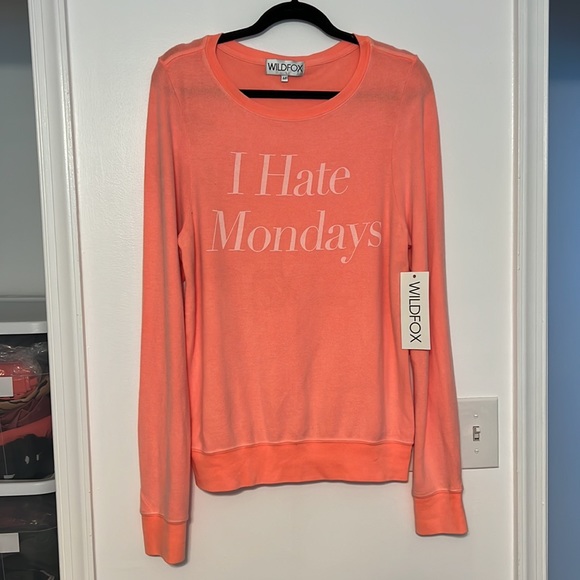 Wildfox “I Hate Mondays” Bright Orange Brushed Hacci Sweatshirt - 2