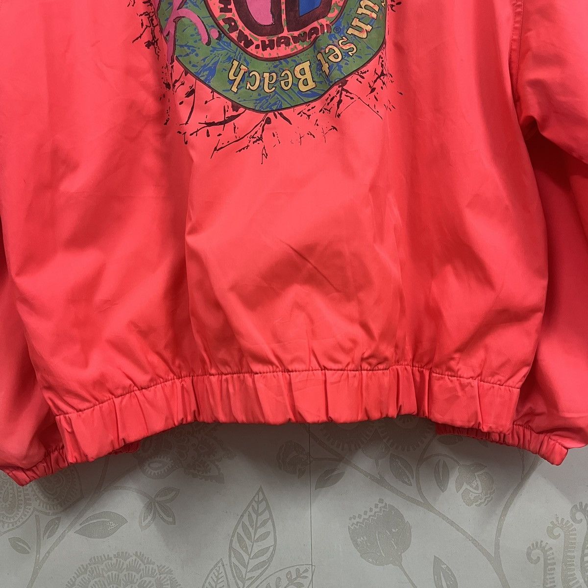 Vintage 80s Surf Style Jacket Fluorescent Red Hawaii USA - 11