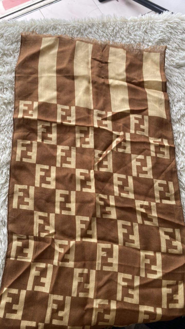 Vintage FENDI Foulard Silk Wool Scarf 11x61 - 2