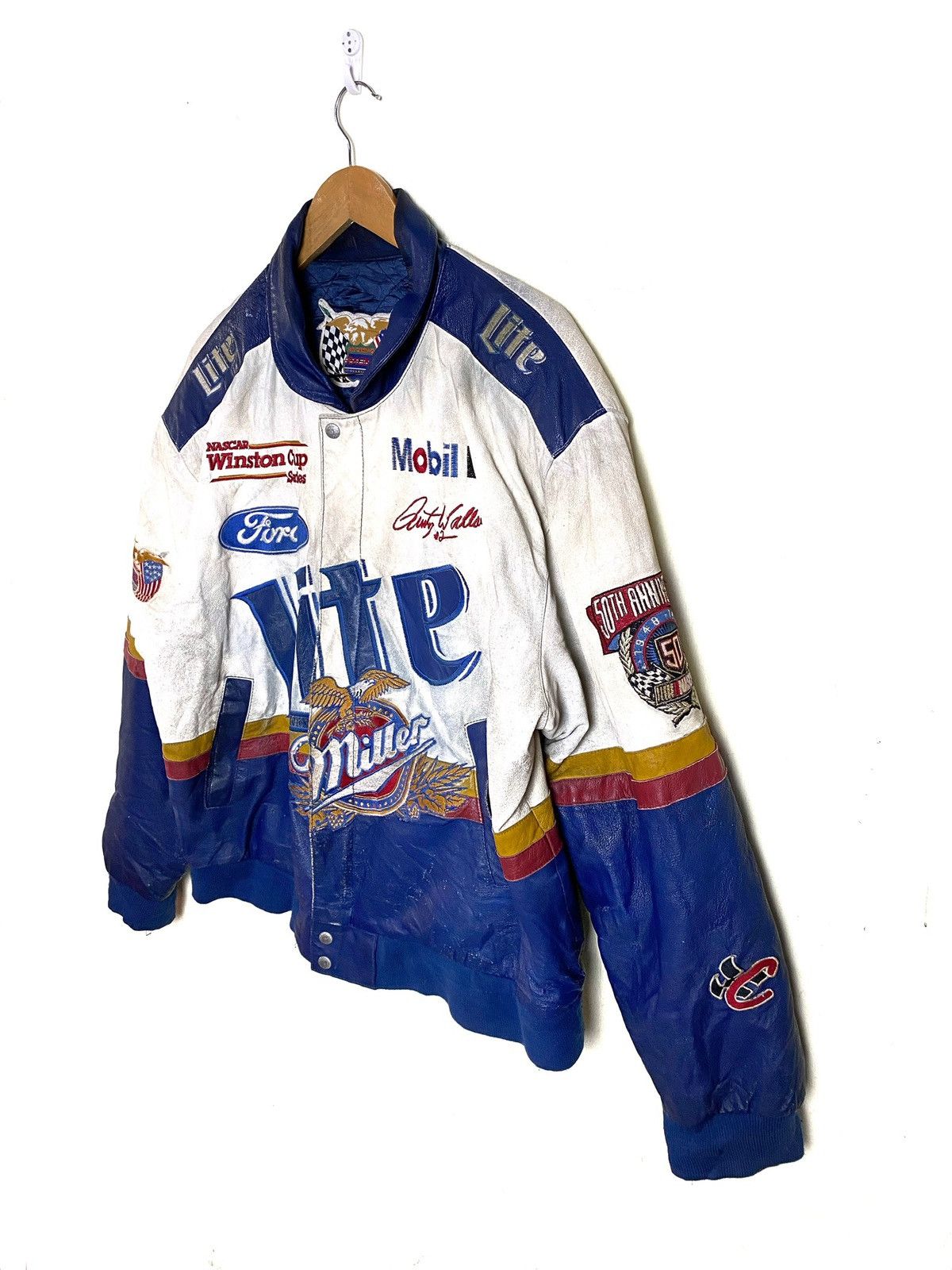 Vintage Jeff Hamilton 50th Anniversary Nascar Leather Jacket - 4