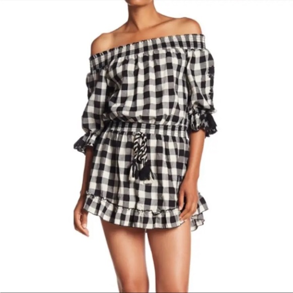 ASOS Off The Shoulder Gingham Beach Dress - 6