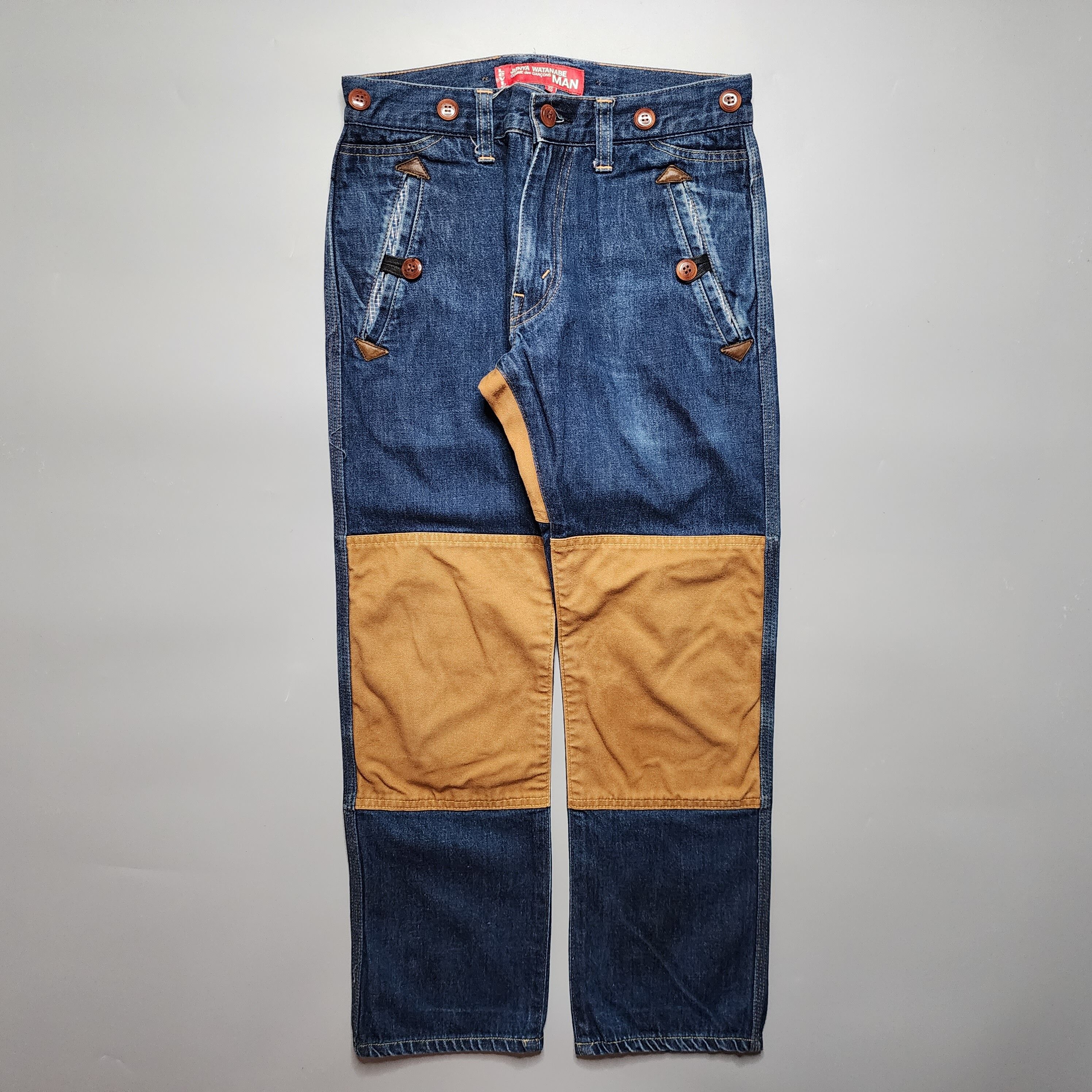 Junya Watanabe MAN- AW12 Contrast Patch Denim Cropped Jeans - 1