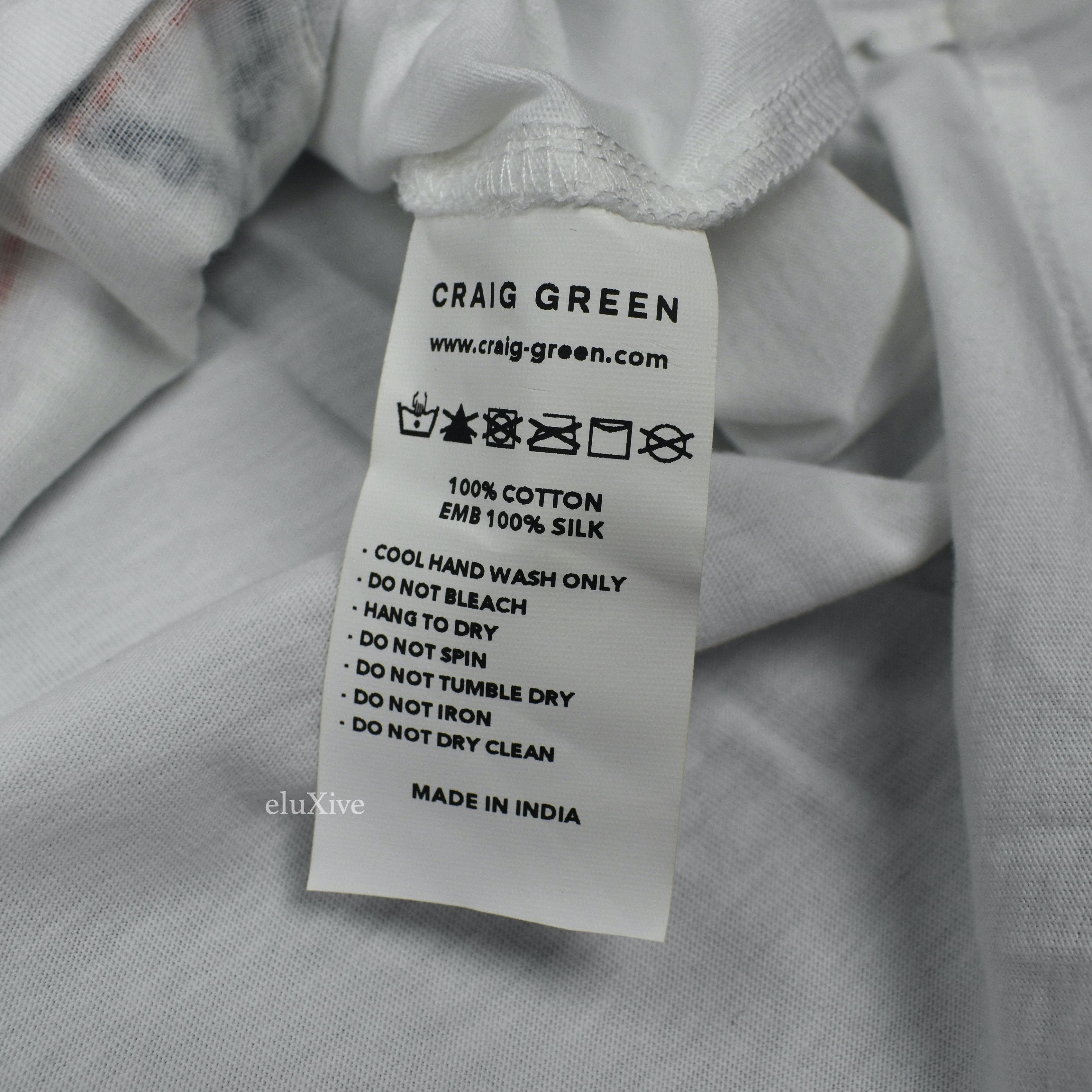 Craig Green Hand Embroidered T-Shirt White - 4