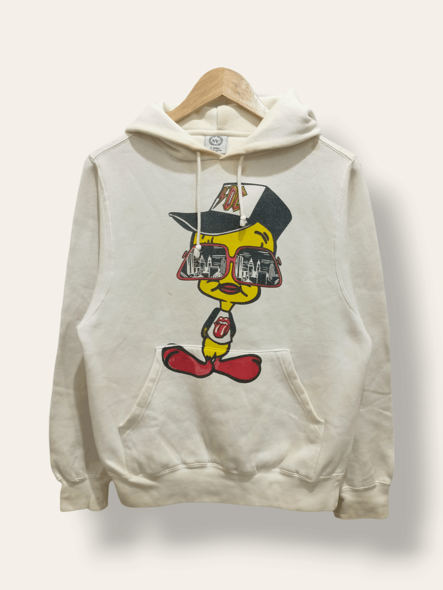 Rare Vintage 90s TWEETY ACDC THE ROLLING STONES Tour Hoodie - 1