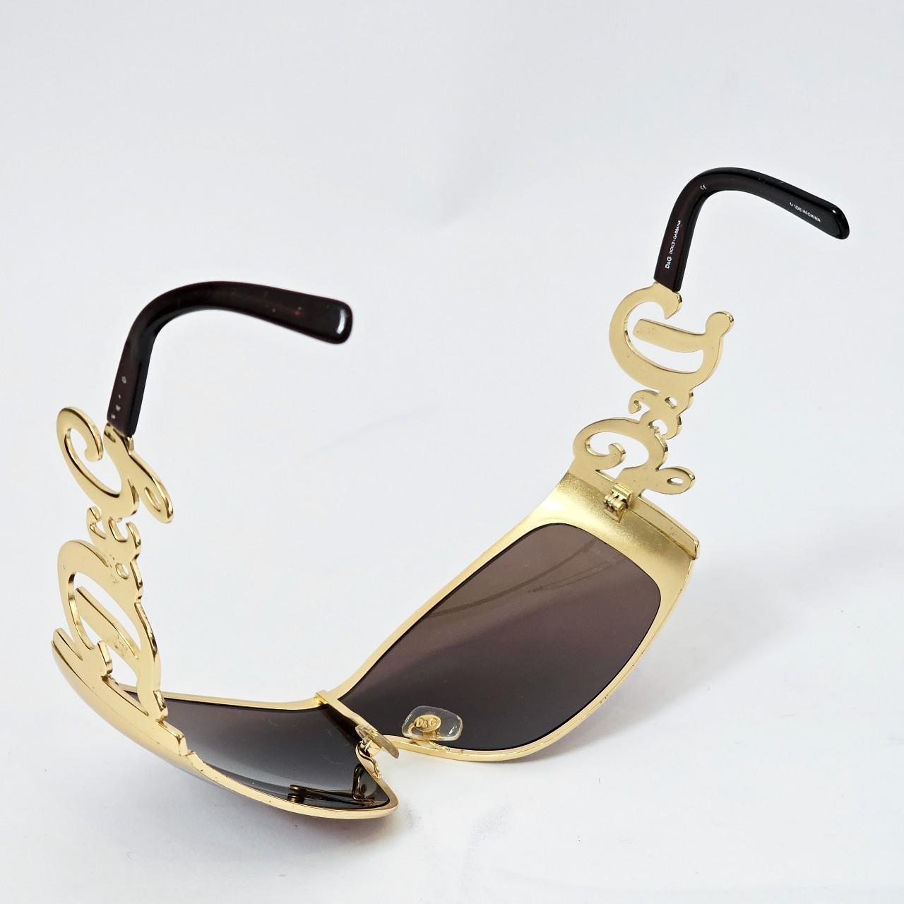 Dolce & Gabbana Women's Black and Gold Sunglasses - 6