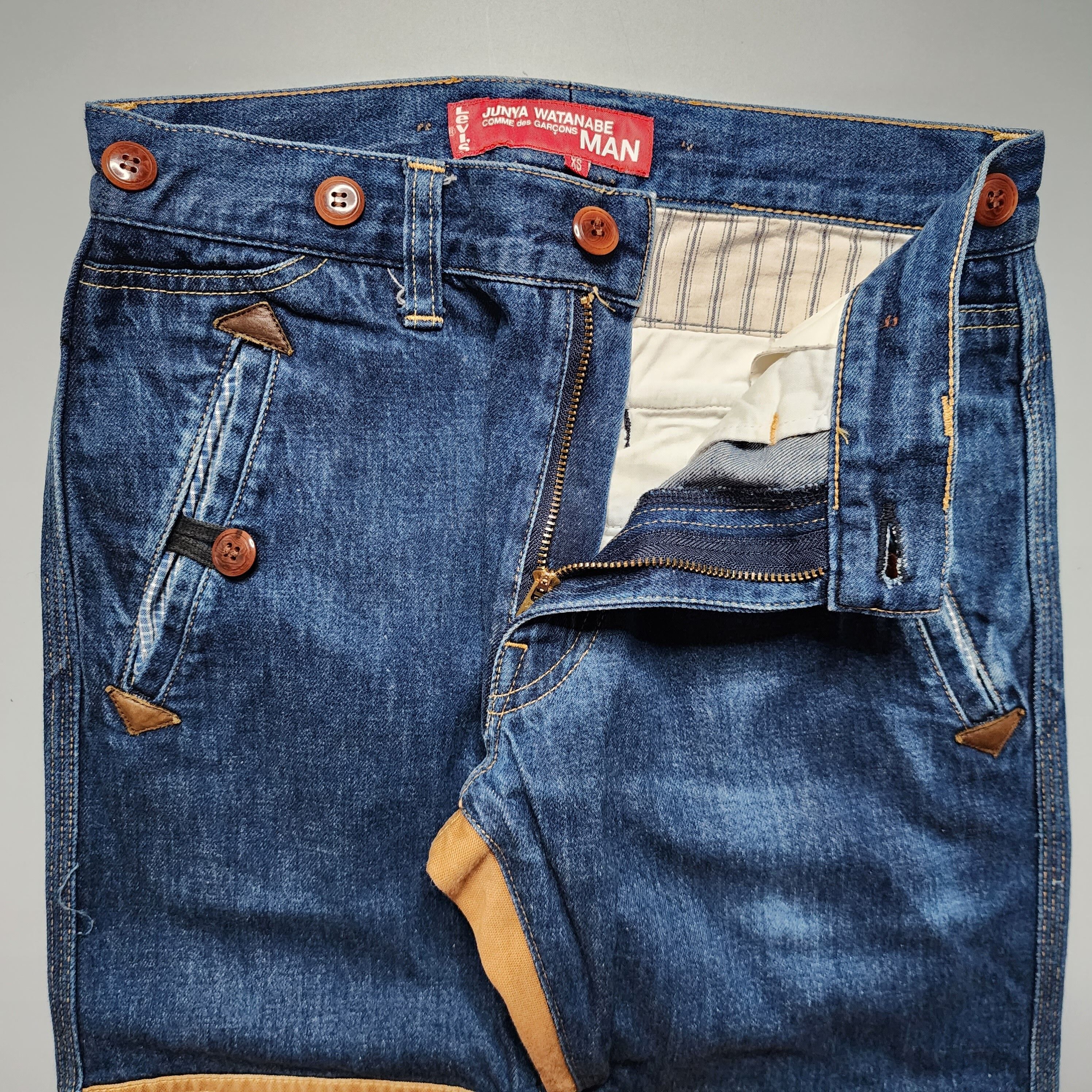 Junya Watanabe MAN- AW12 Contrast Patch Denim Cropped Jeans - 3
