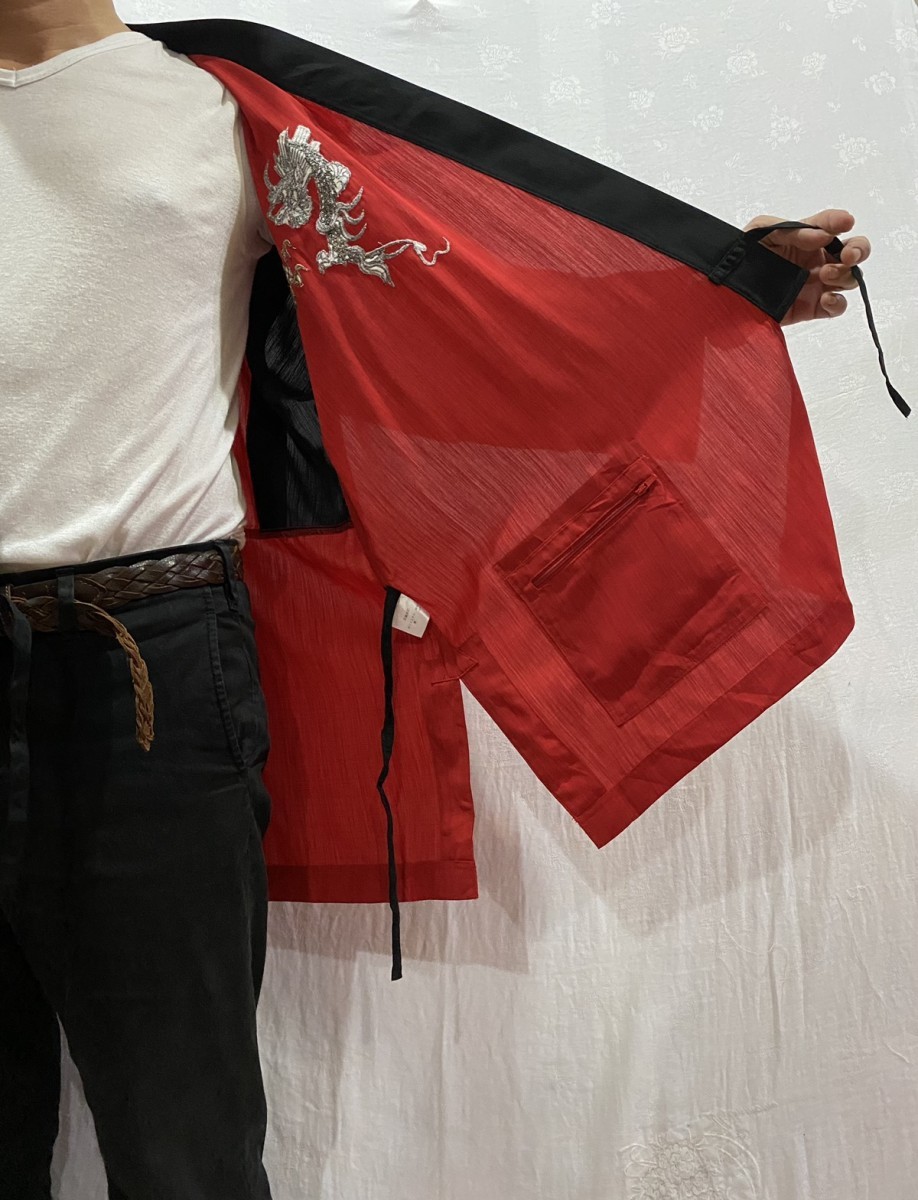 Japanese Brand - Modern Kimono Cardigan Embroidery Dragon Logo - 16