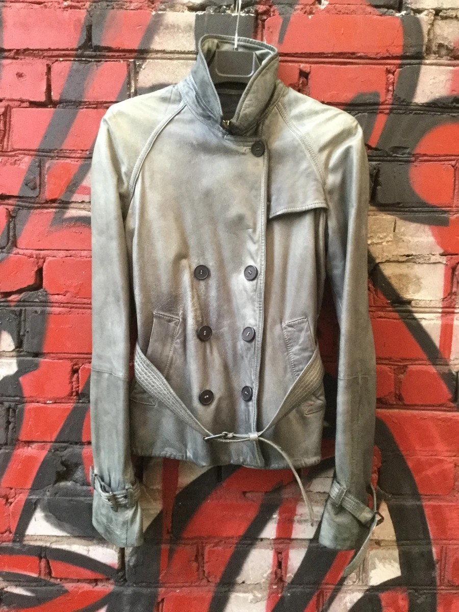 Costume National - Grey cropped trench coat - double breasted belted jacket - 1
