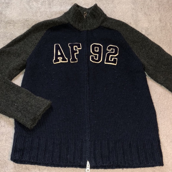 Abercrombie & Fitch Retro Y2K Vintage Lambswool Logo Sweater Cardigan - 8