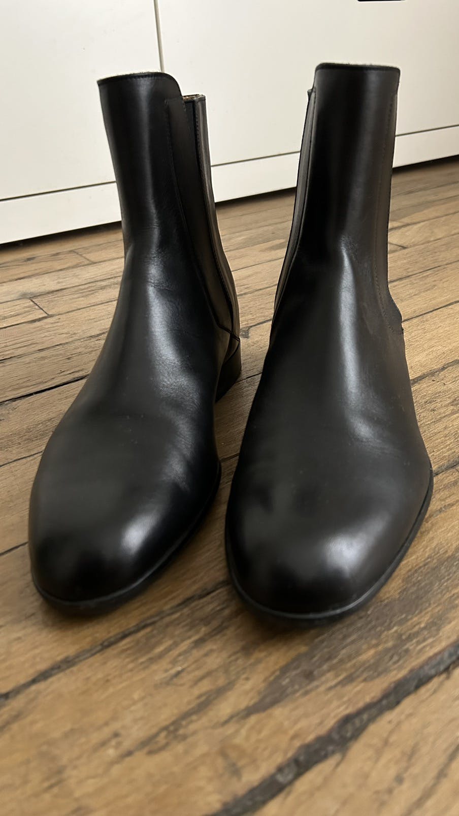 matte black leather chelsea boots . maison margiela . - 10
