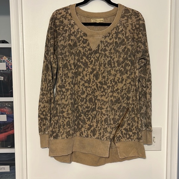 Vintage Havana Leopard Animal Print Burnout Sweatshirt - 1