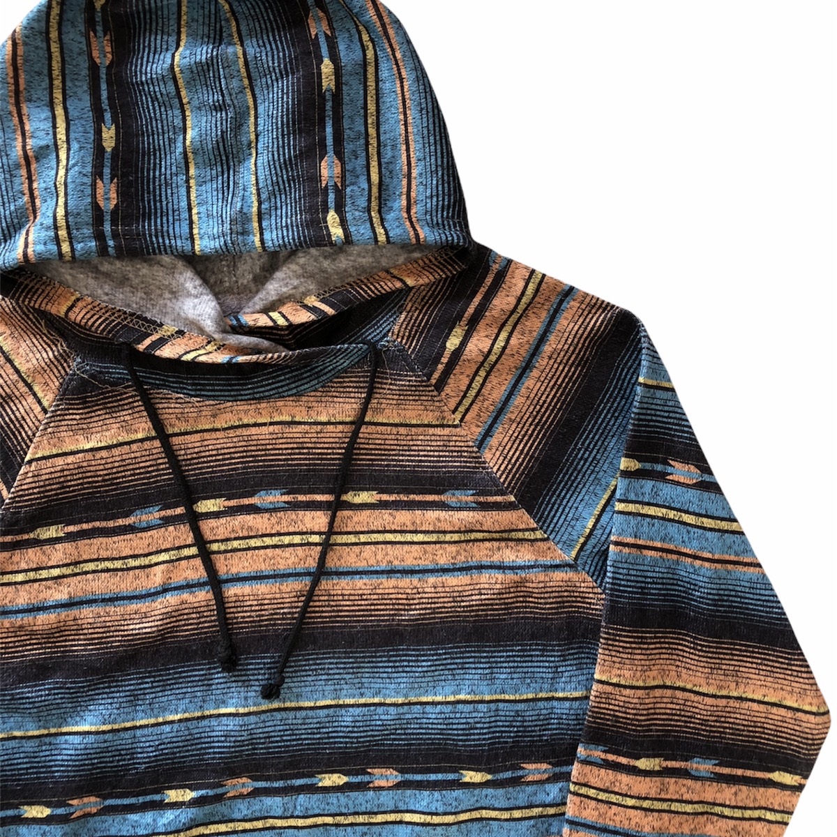 Native - Sweatshirt Hoodie Striped Navajo Turqouise Orange - 3