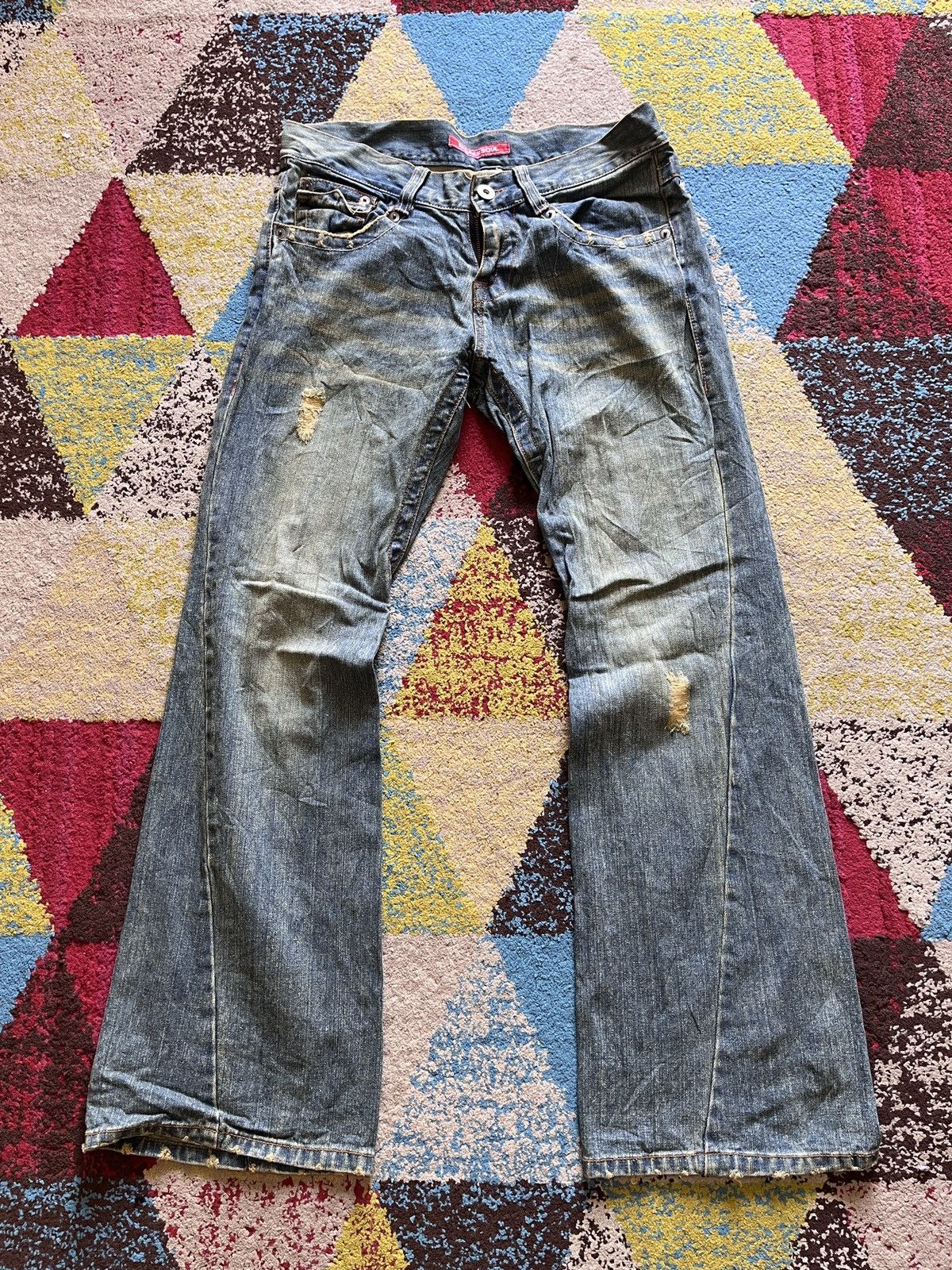 Vintage - Flare OXS Rubber Soul Mud Wash Classic Boot Cut Denim Jeans - 14