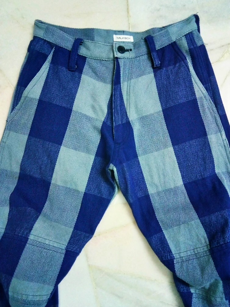 Japanese Brand - Milkboy cropped denim check plaid split pants Japan - 6