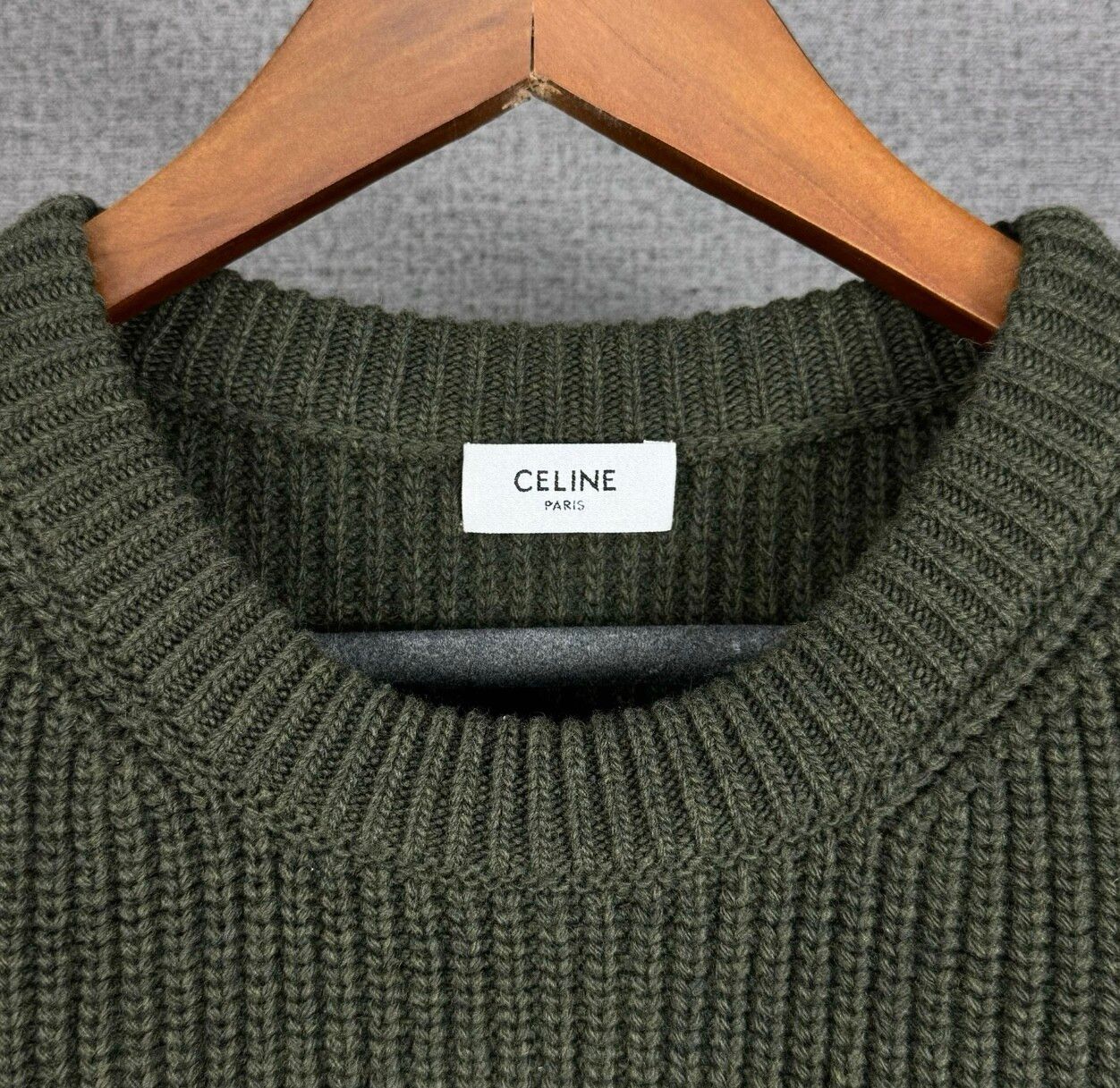 CELINE logo Leopard rib netting sweater - 2