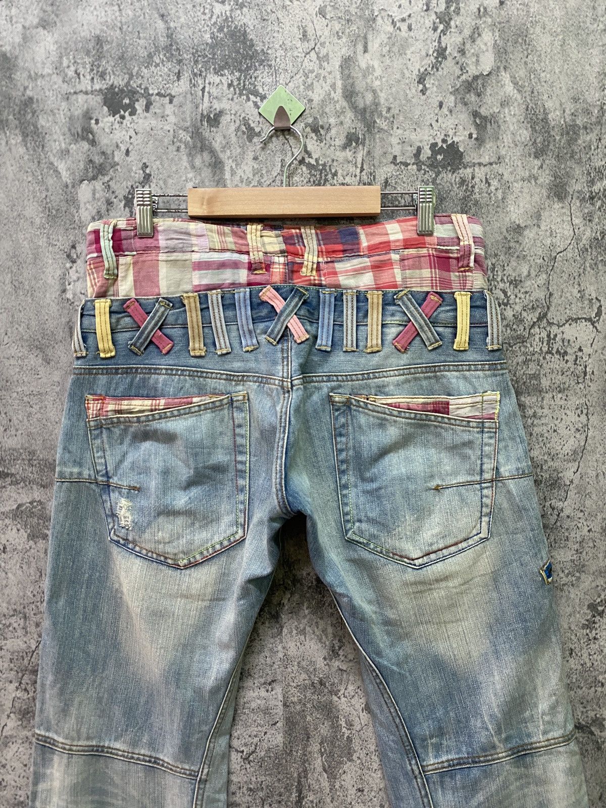 Distressed Denim - DOMINATE HANDCRAFTED JEANS Double Waist Patchwork Jeans - 8