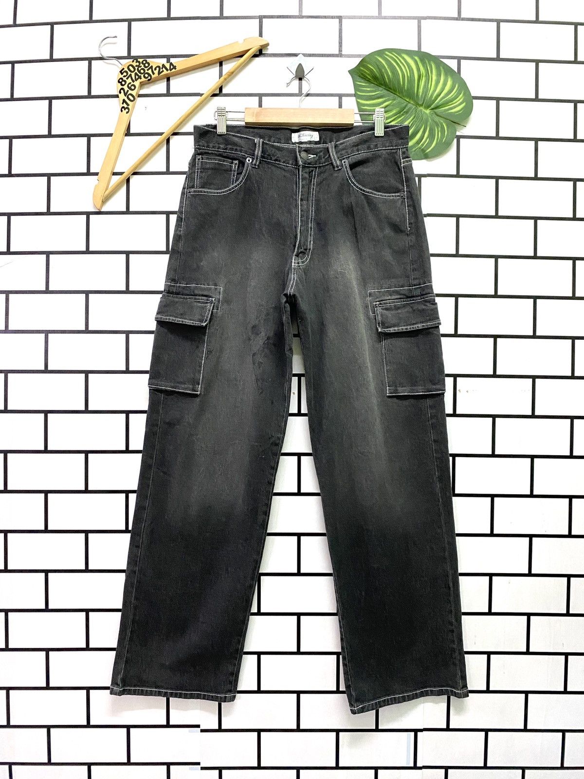 Japanese Brand - Japan Made BC Factory Black Faded Multipocket Cargo Denim - 1