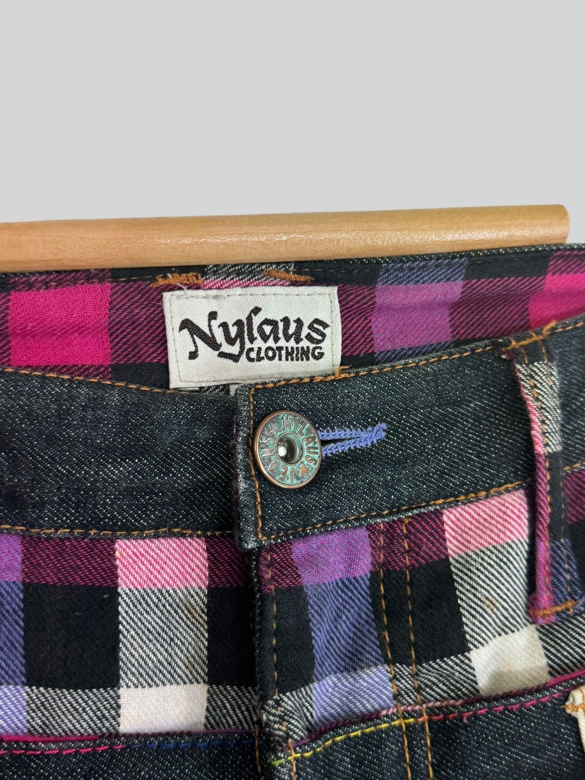 NYLAUS CLOTHING Plaid Tartans Junya Watanabe Denim Jeans - 8