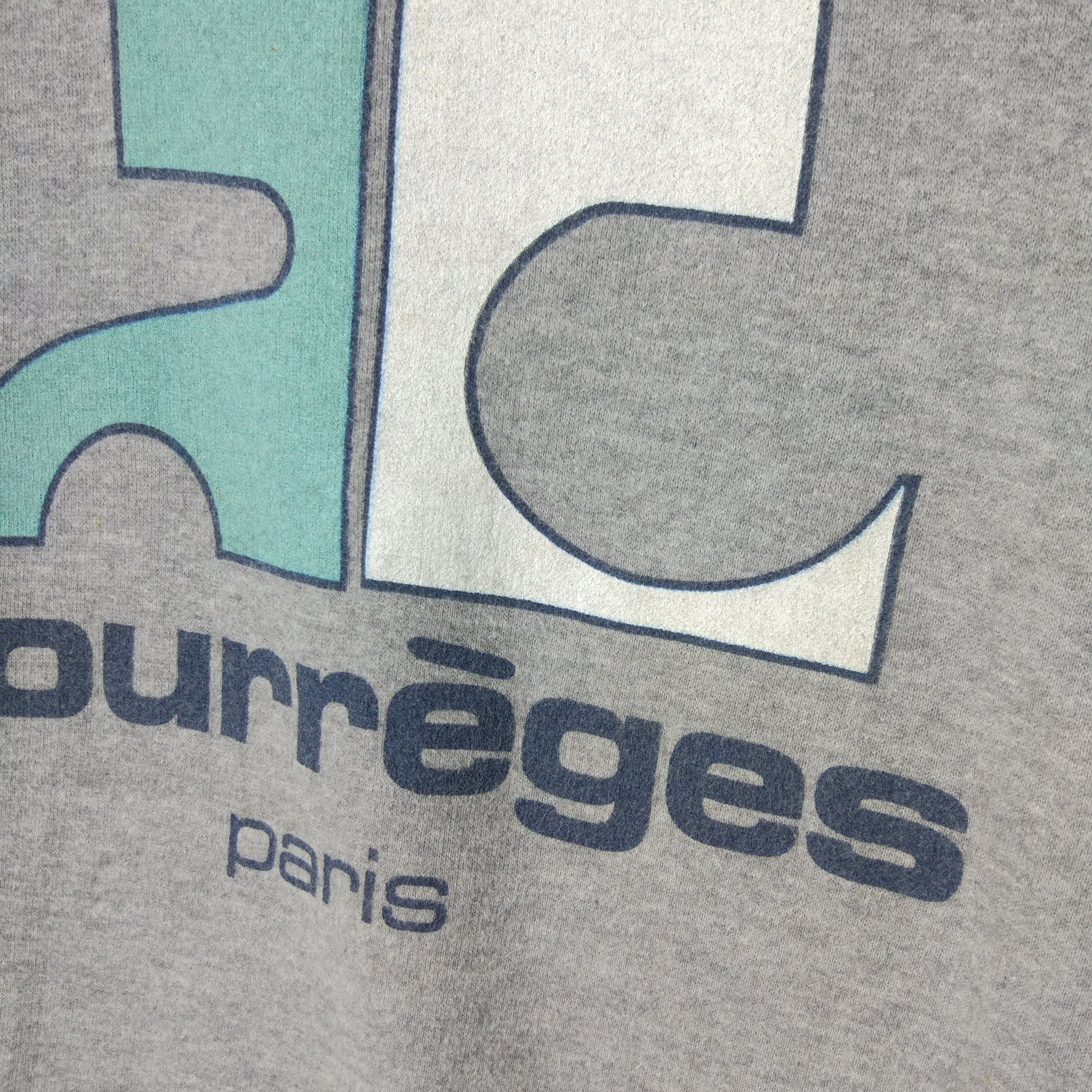 Courreges Paris Vintage 80s Big Logo Crewneck Pullover Jumper Sweatshirt Made in Italy - 5