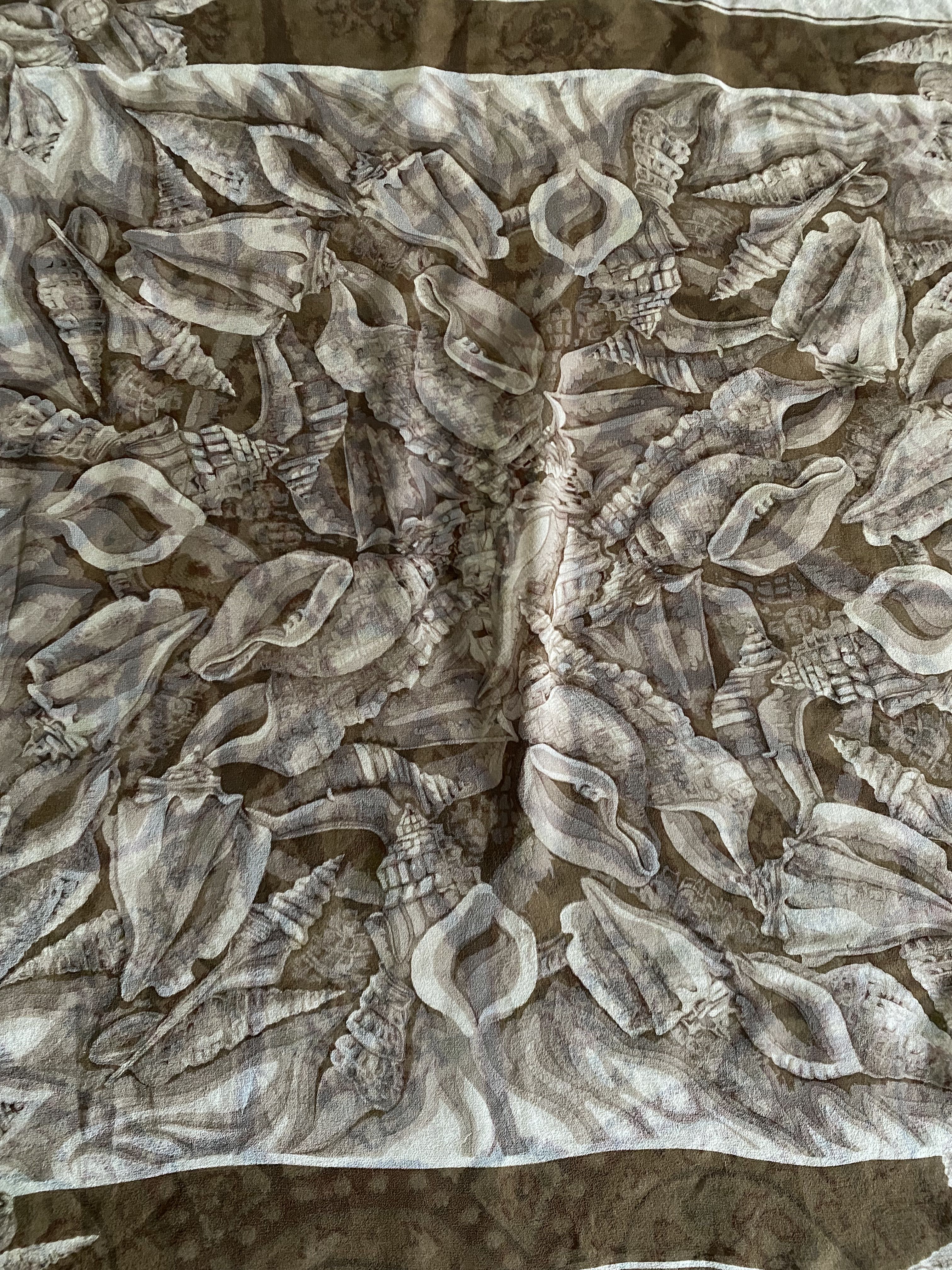 Vintage Silk Scarf Abstract Sea Snail - 5