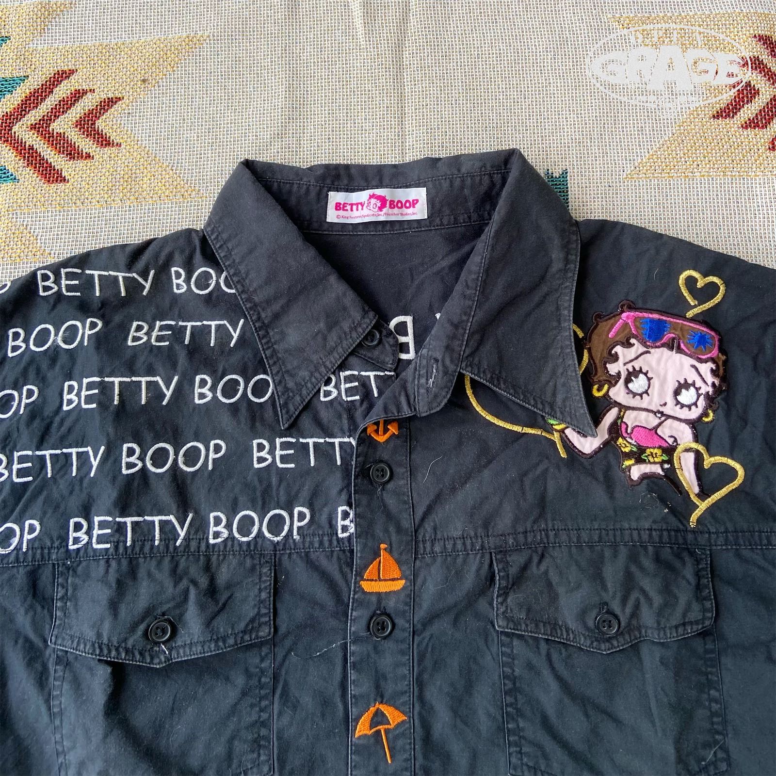 Vintage Work Shirt BETTY BOOP All Over Embroidery  - 8