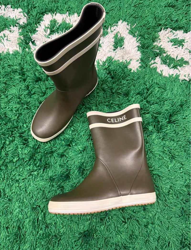  Celine Khaki Rubber Rain Boots - 1