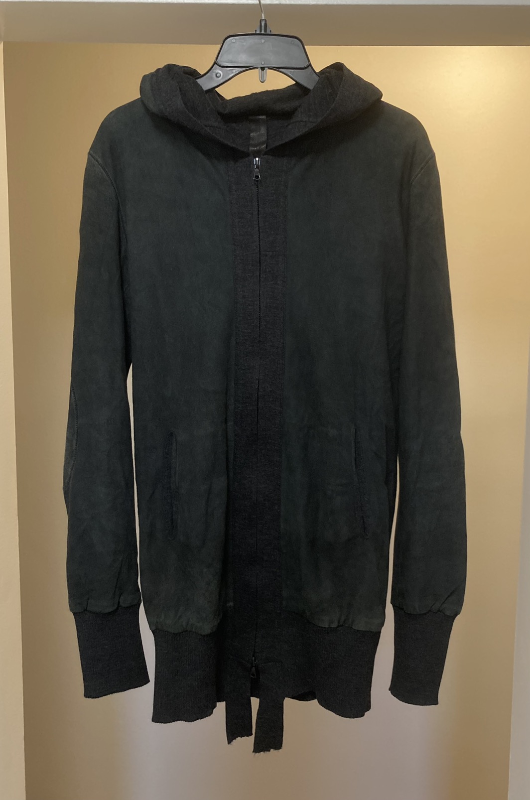 Wool lined leather hoodie - 1