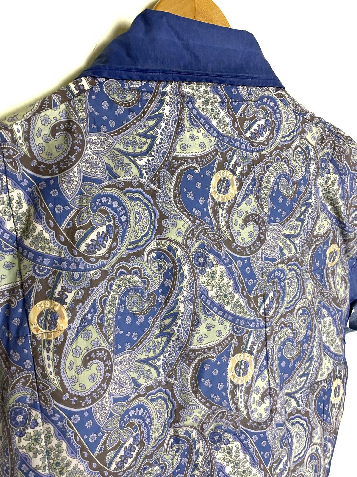 Vintage Celine Blue Paisley Puffer Cropped Vest - 4