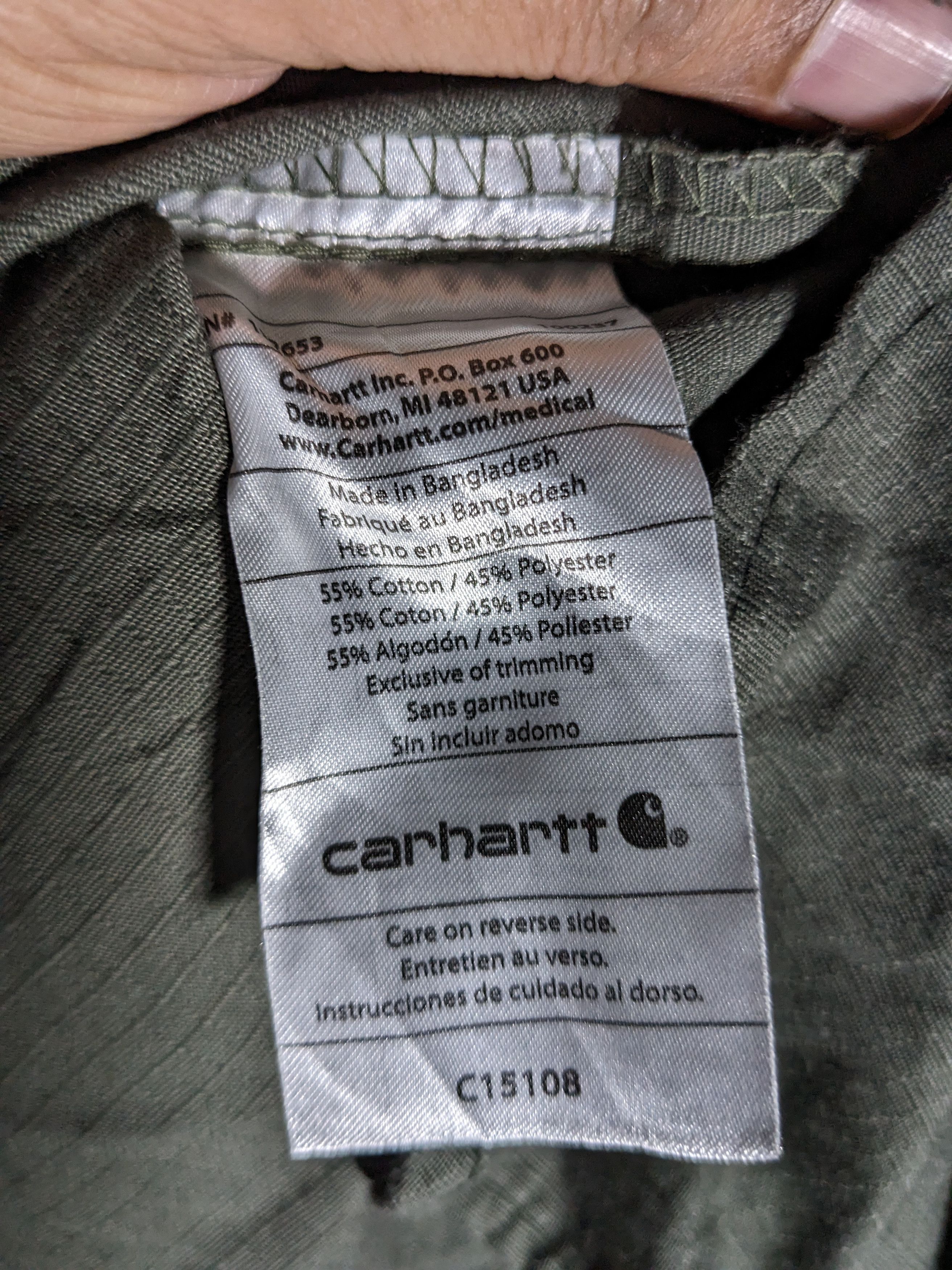 Carhartt Scrub Shirt Top Army Green Size M - 6