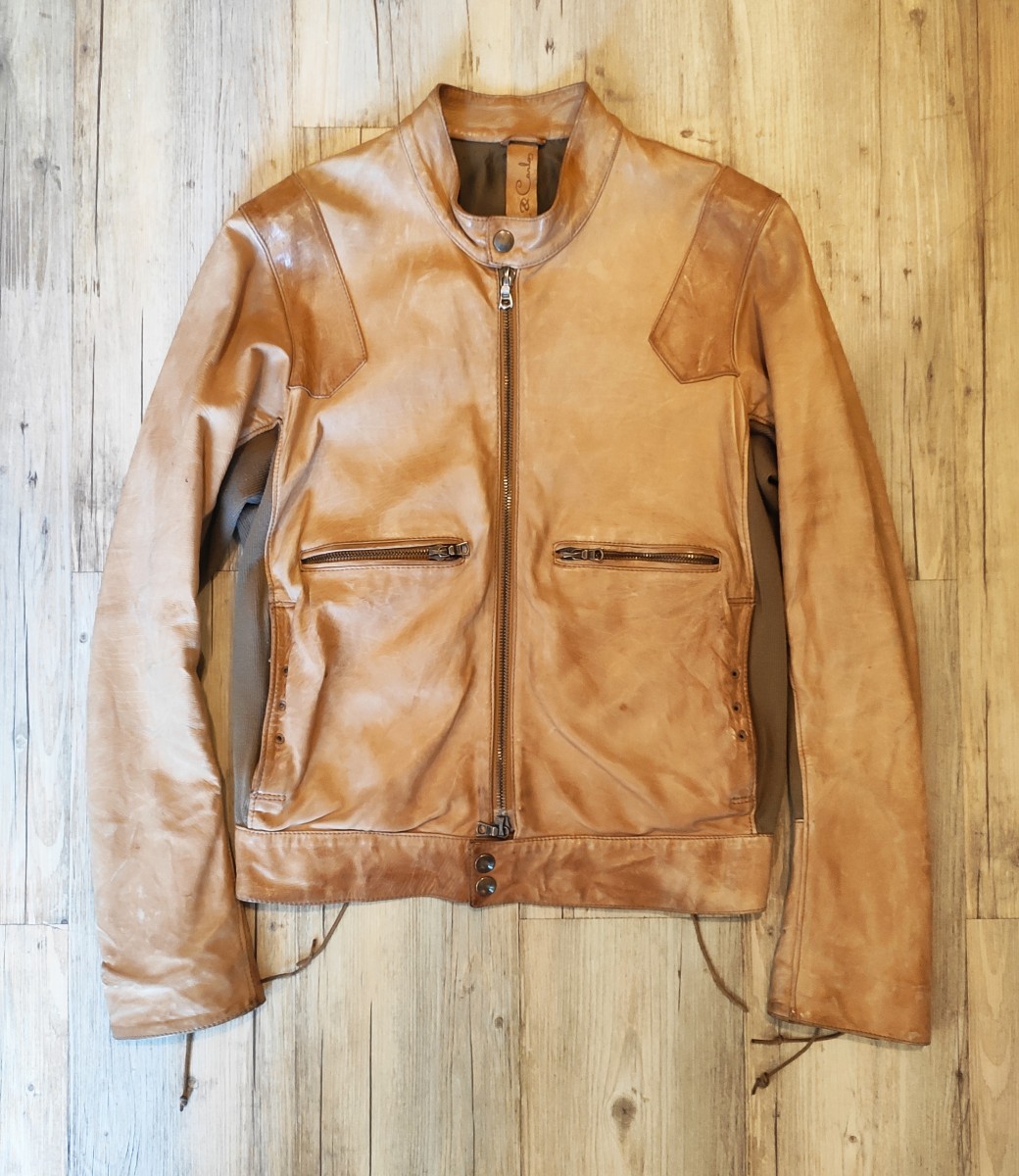 Jan & Carlos - GRAIL! Mixed leather cafe racer.Like Dries van Noten - 2