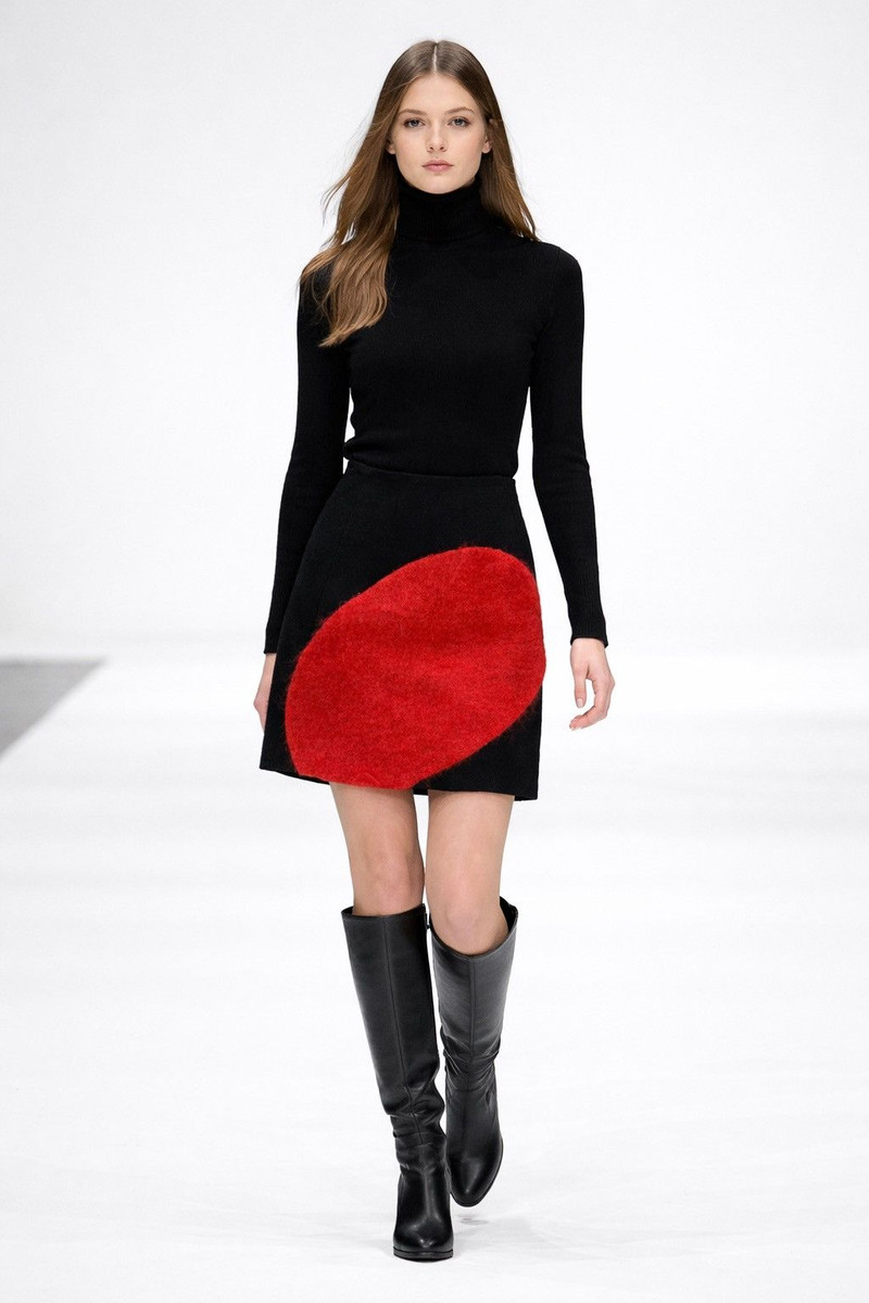 Dirk Van Saene FW2007 Red Mohair Appliqué Skirt - 1