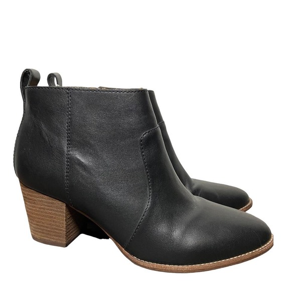 Madewell The Brenner Boot Leather Block Heel Ankle Shaft Almond Toe Black 9.5 - 4