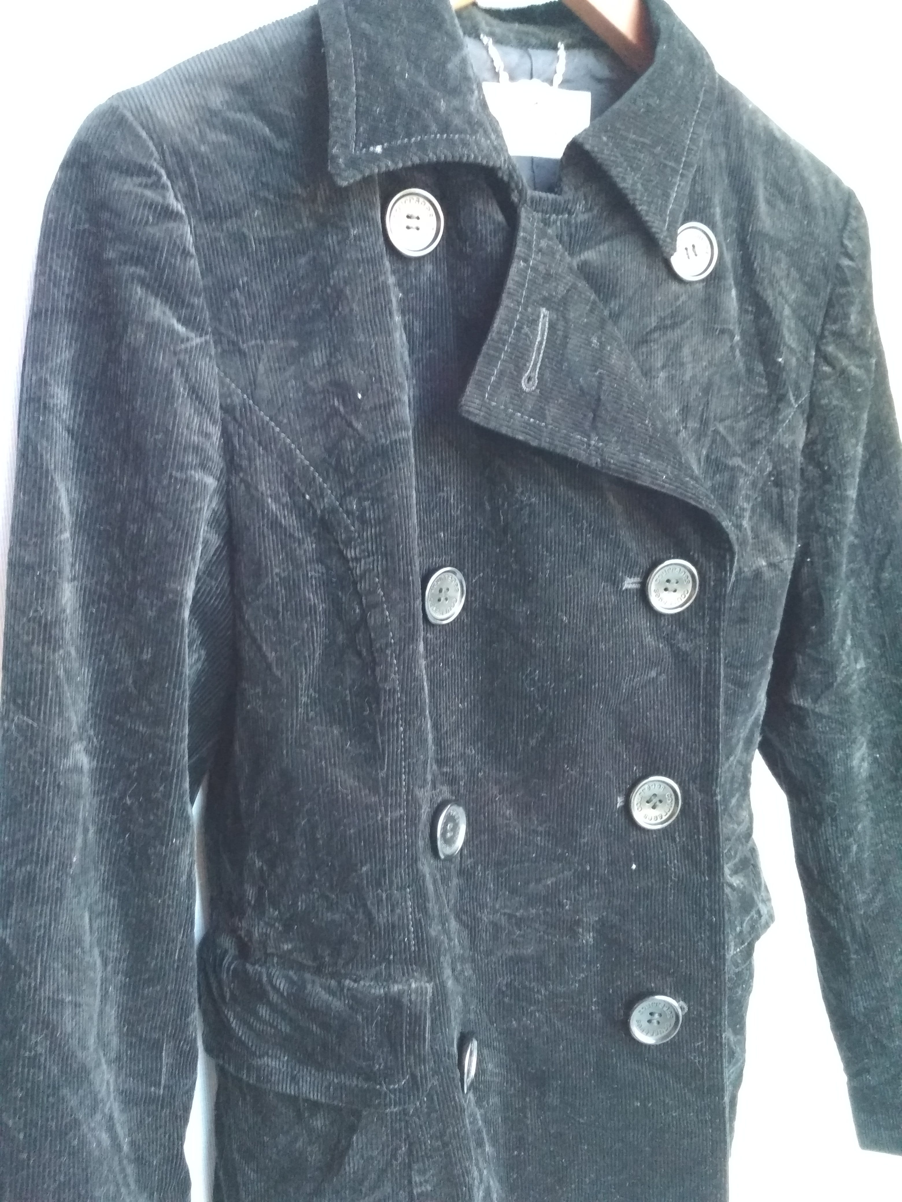 courreges black corduroy double breasted jacket - 2