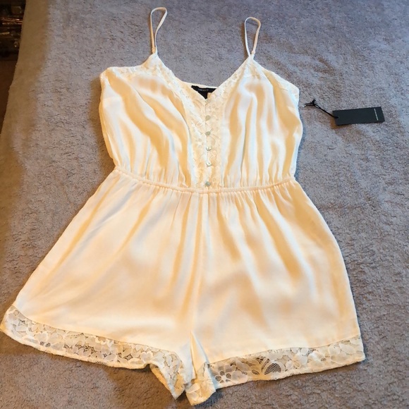 Forever 21 Cream Lace Trim Romper - 7