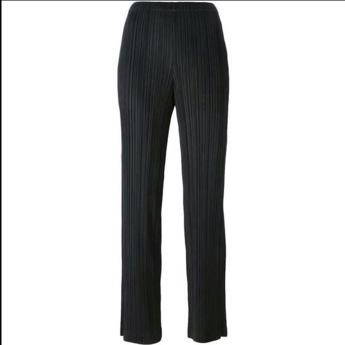 pleated straight pants trousers polyester Japan knife - 12