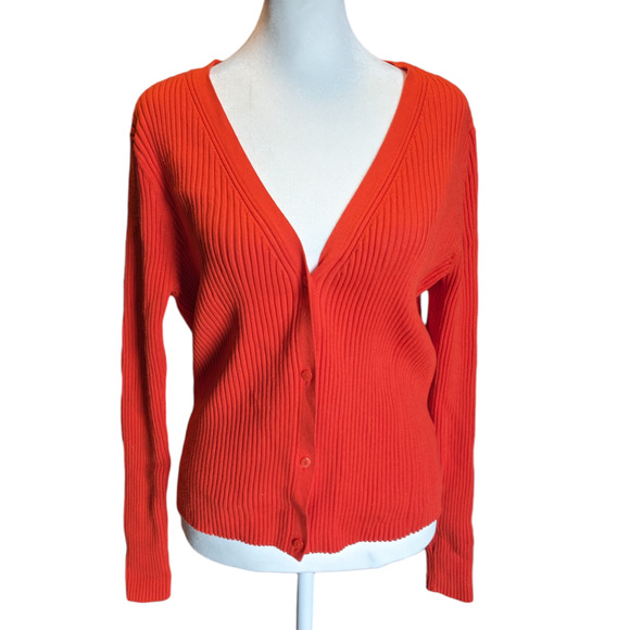 H&M Orange Ribbed Knit Cropped Cardigan XXL - 2