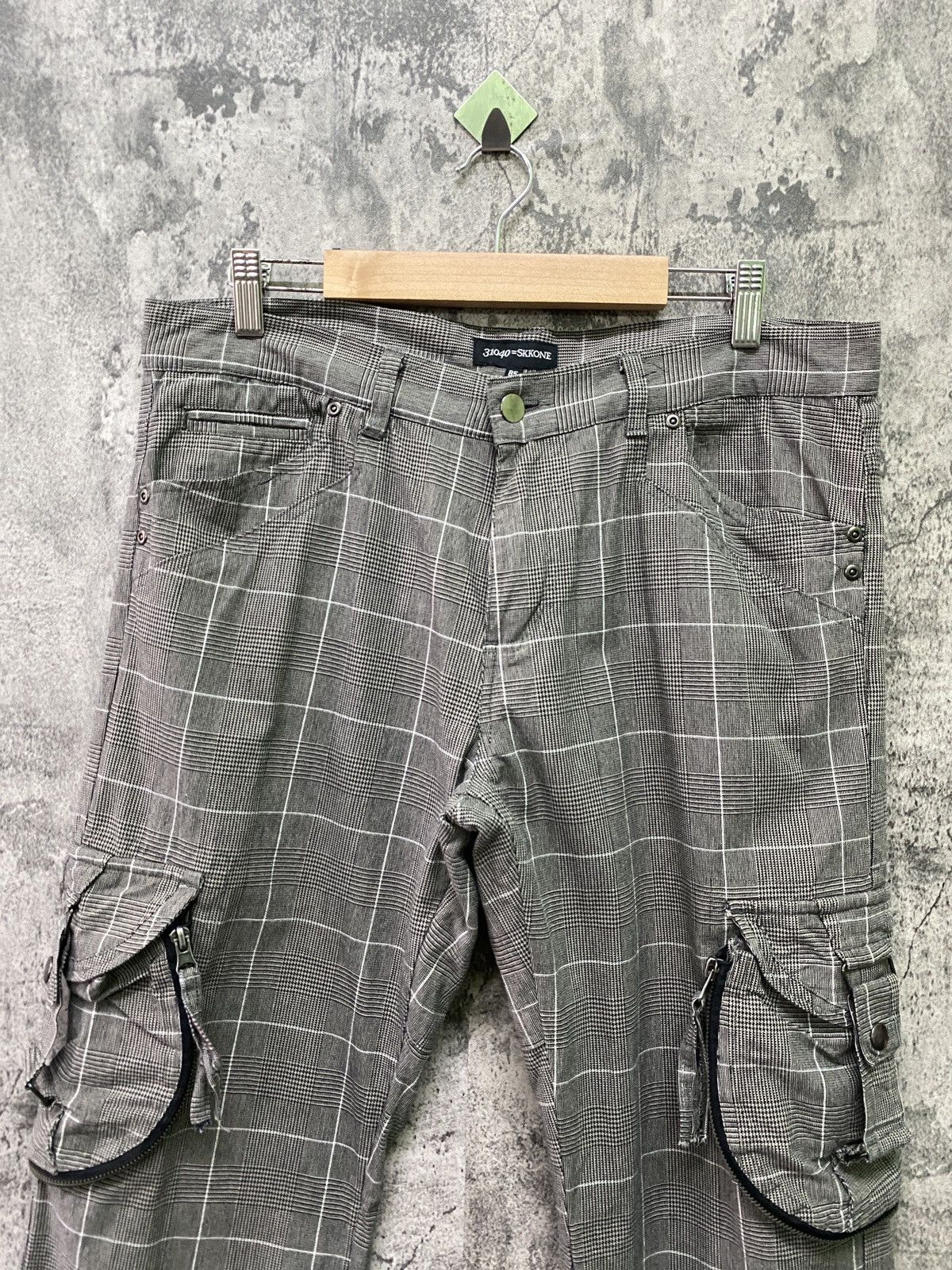 Japanese Brand - 31040=SKKONE Cargo Multipocket Checked Bondage Style Pant - 3