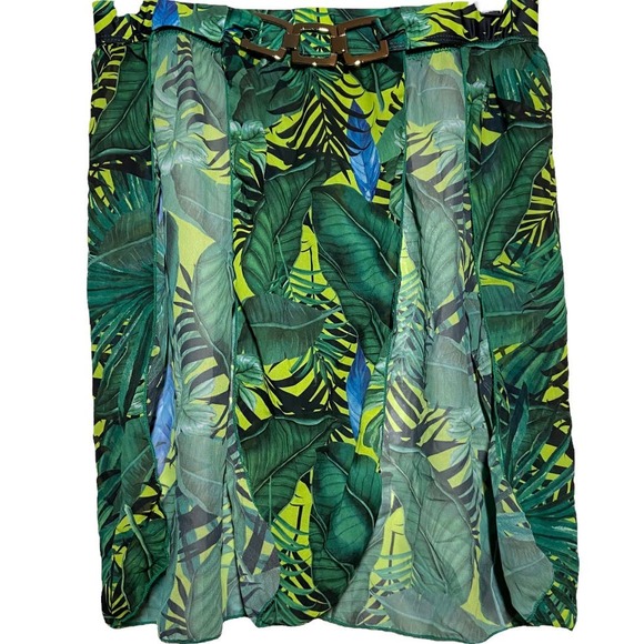 Shein Bikini 3 Piece Set Coverup Palm Leaf Green Large - 1