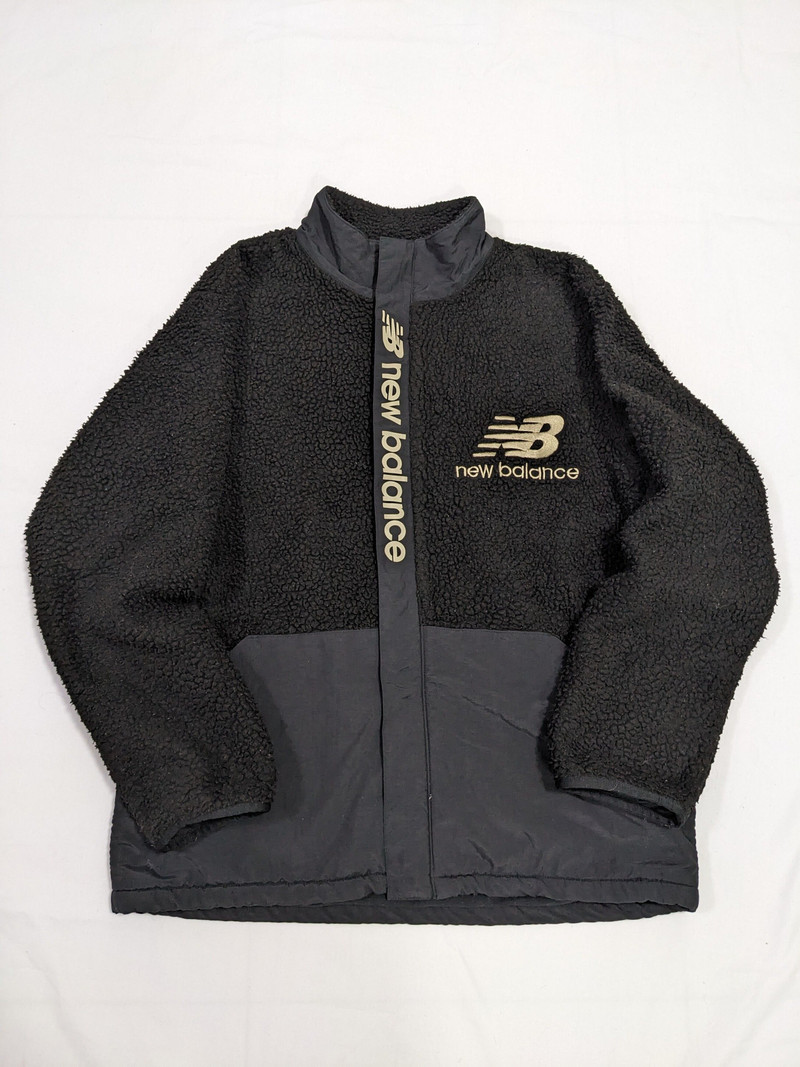 New balance Big Logo Deep Pile Fleece Zip Up Jacket Black - 1