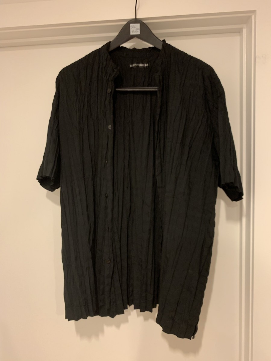 Issey Miyake - Band collar crinkle shirt - 1