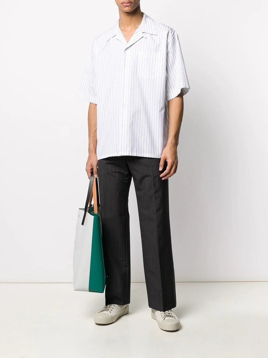 Zigzag open collar shirt white - 2