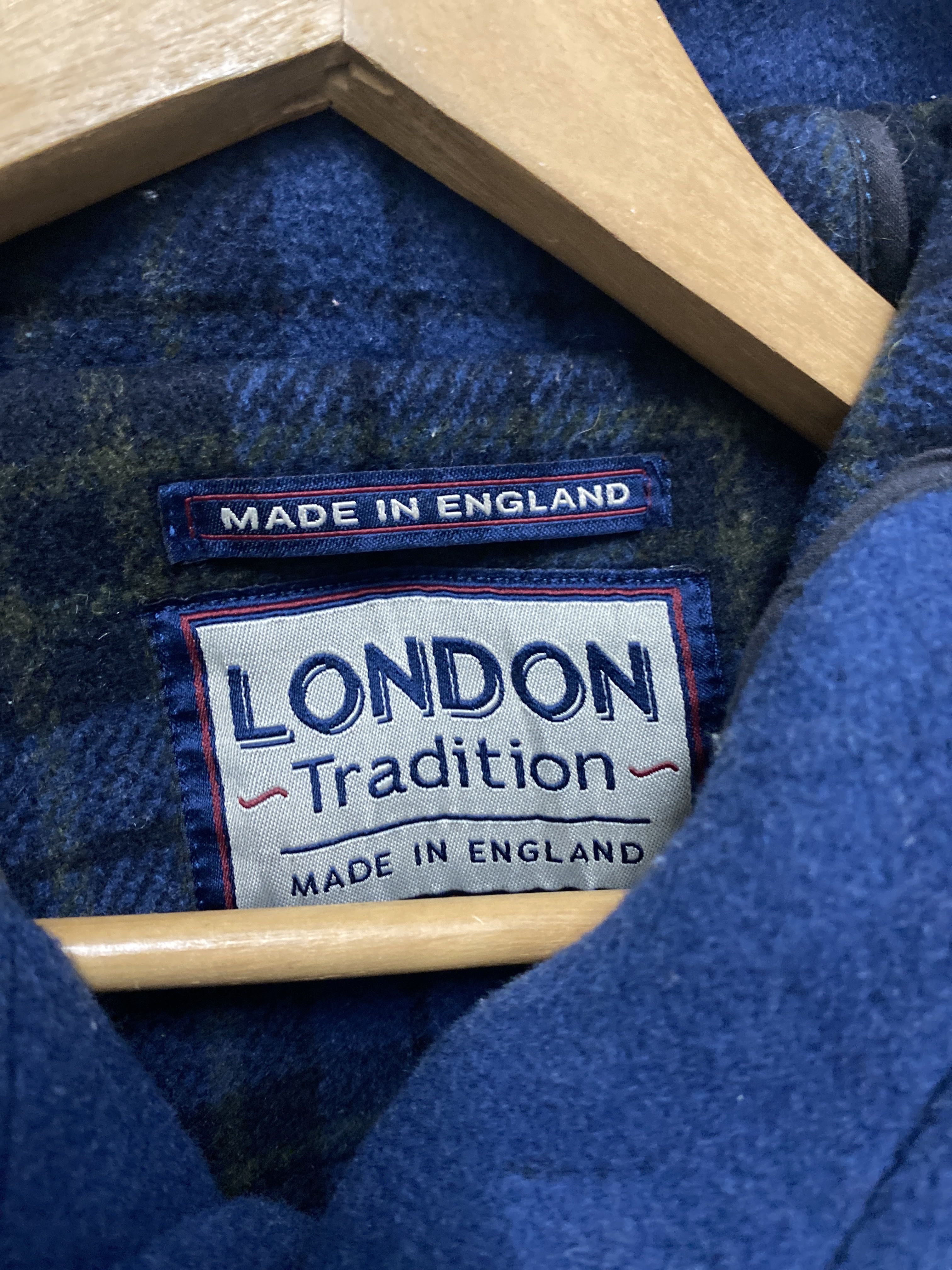 London Tradition Made in England Wool Duffle Coat Blue Toggle Jacket - 2