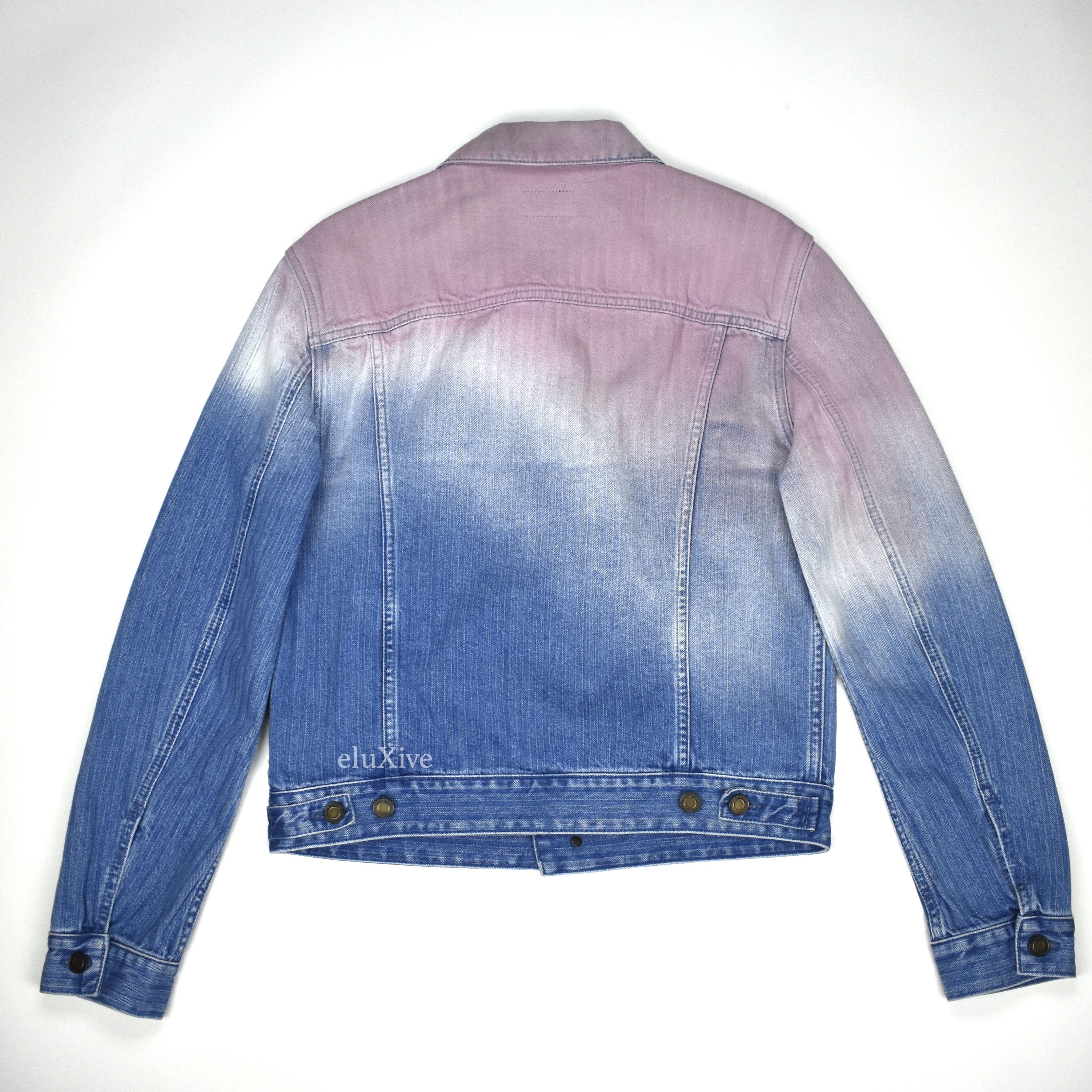 Saint Laurent Blue Pink Degrade Denim Trucker Jacket L - 2