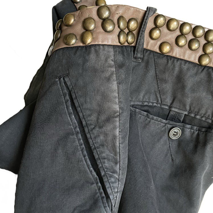 SS07 Rivet Studded Leather Waist Pants - 3